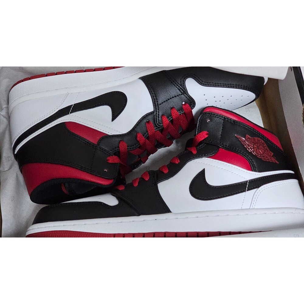 Nike Air Jordan 1 Mid Sneaker Shoes Gym Red Black Toe Men's 10 DQ8426-106 11.5W
